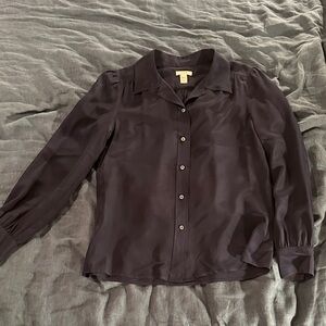 J. Crew Classic Navy 100% Silk Blouse